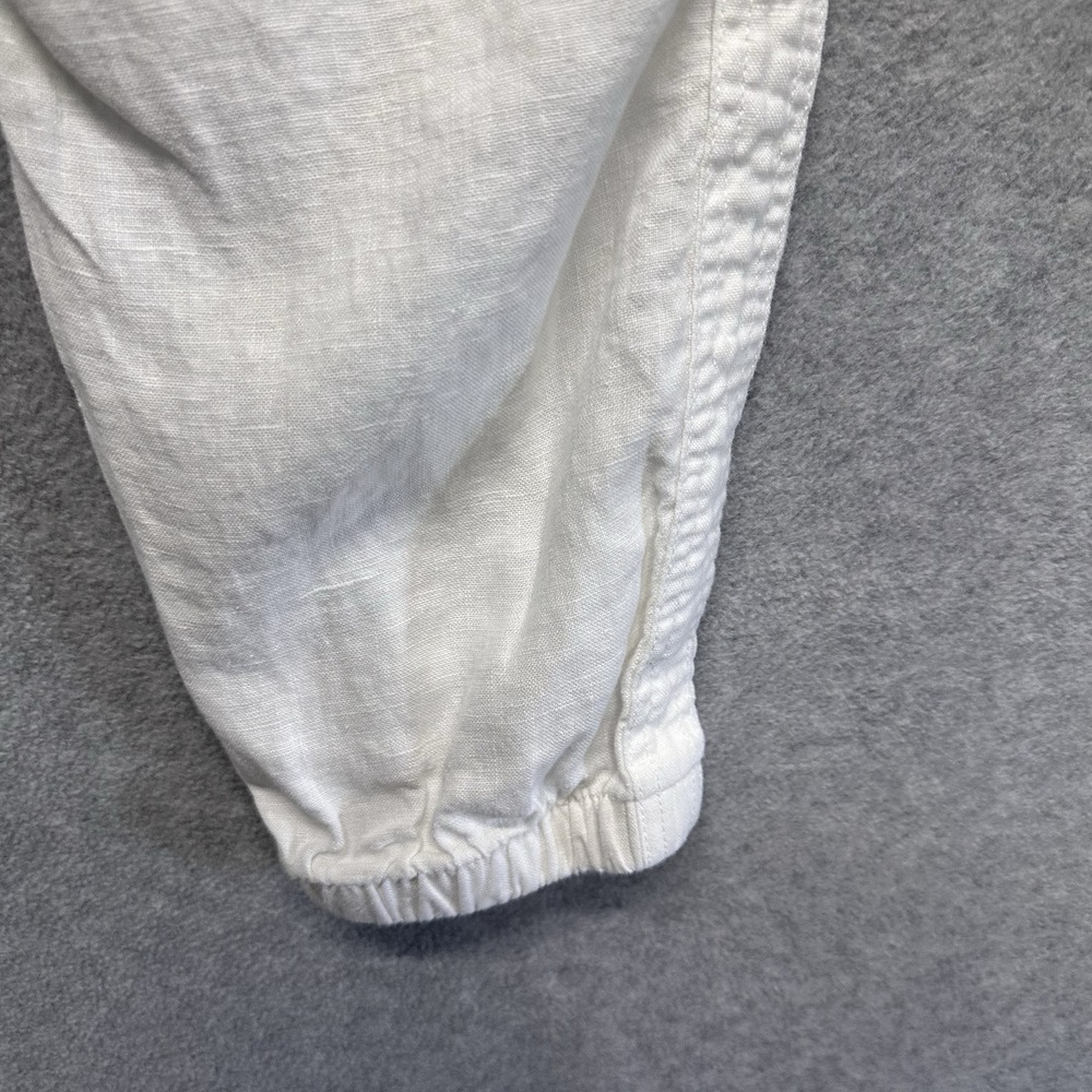 Athleta Cabo Tide 100% Linen Jogger Pants White Womens Size 16 Drawstring Pullon - Picture 10 of 16